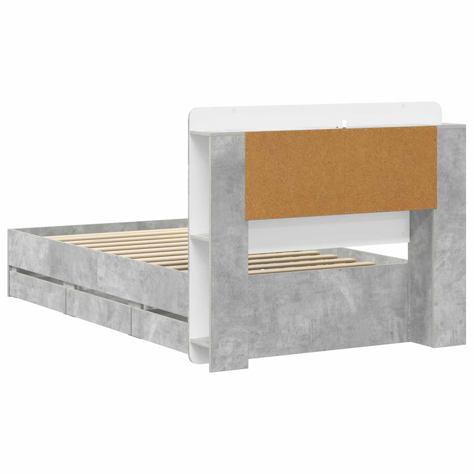 Bettgestell mit Stauraum Betongrau 75 x 190 cm Holzwerkstoff