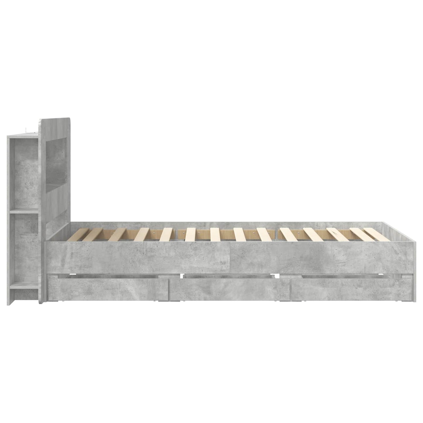Bettgestell mit Stauraum Betongrau 75 x 190 cm Holzwerkstoff