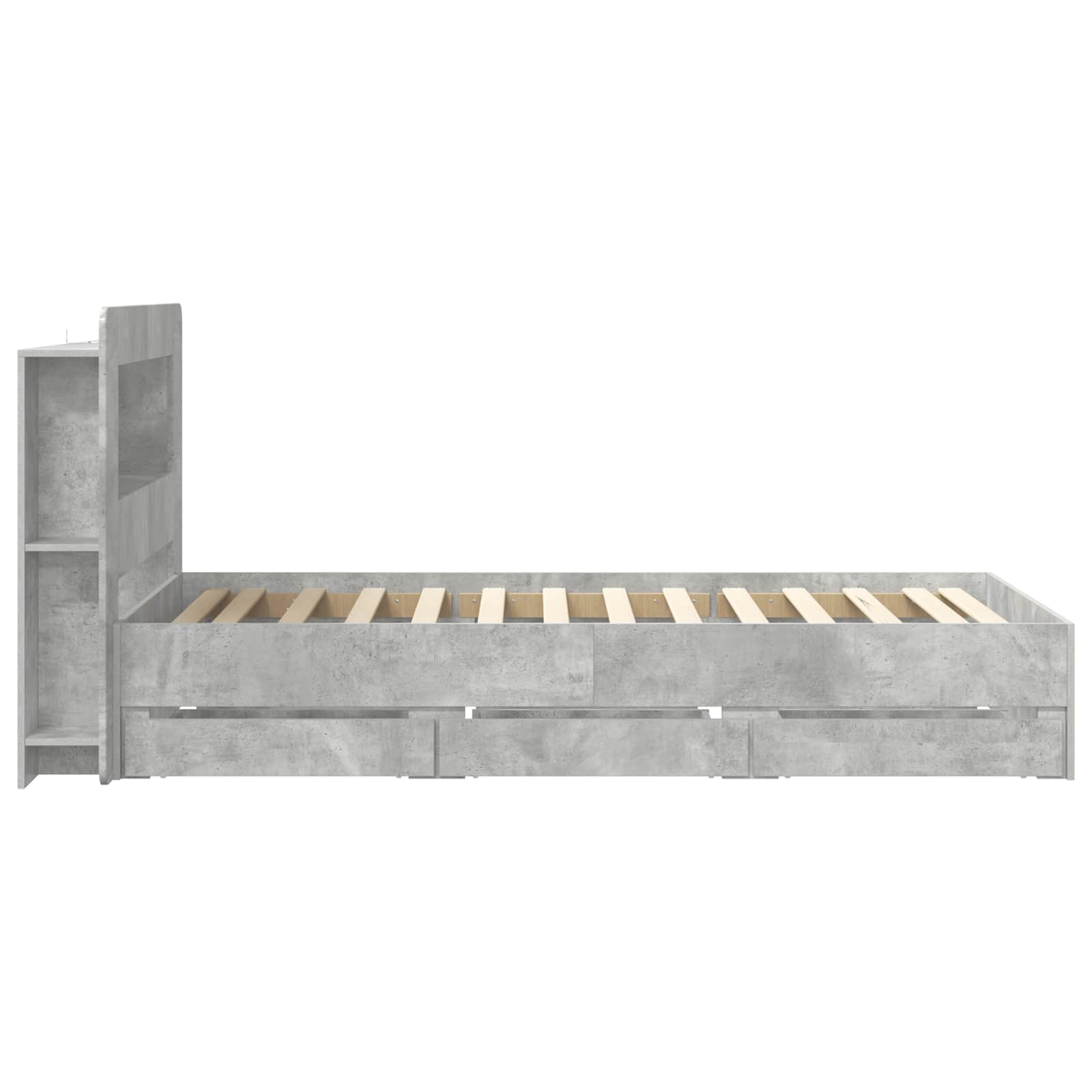 Bettgestell mit Stauraum Betongrau 75 x 190 cm Holzwerkstoff