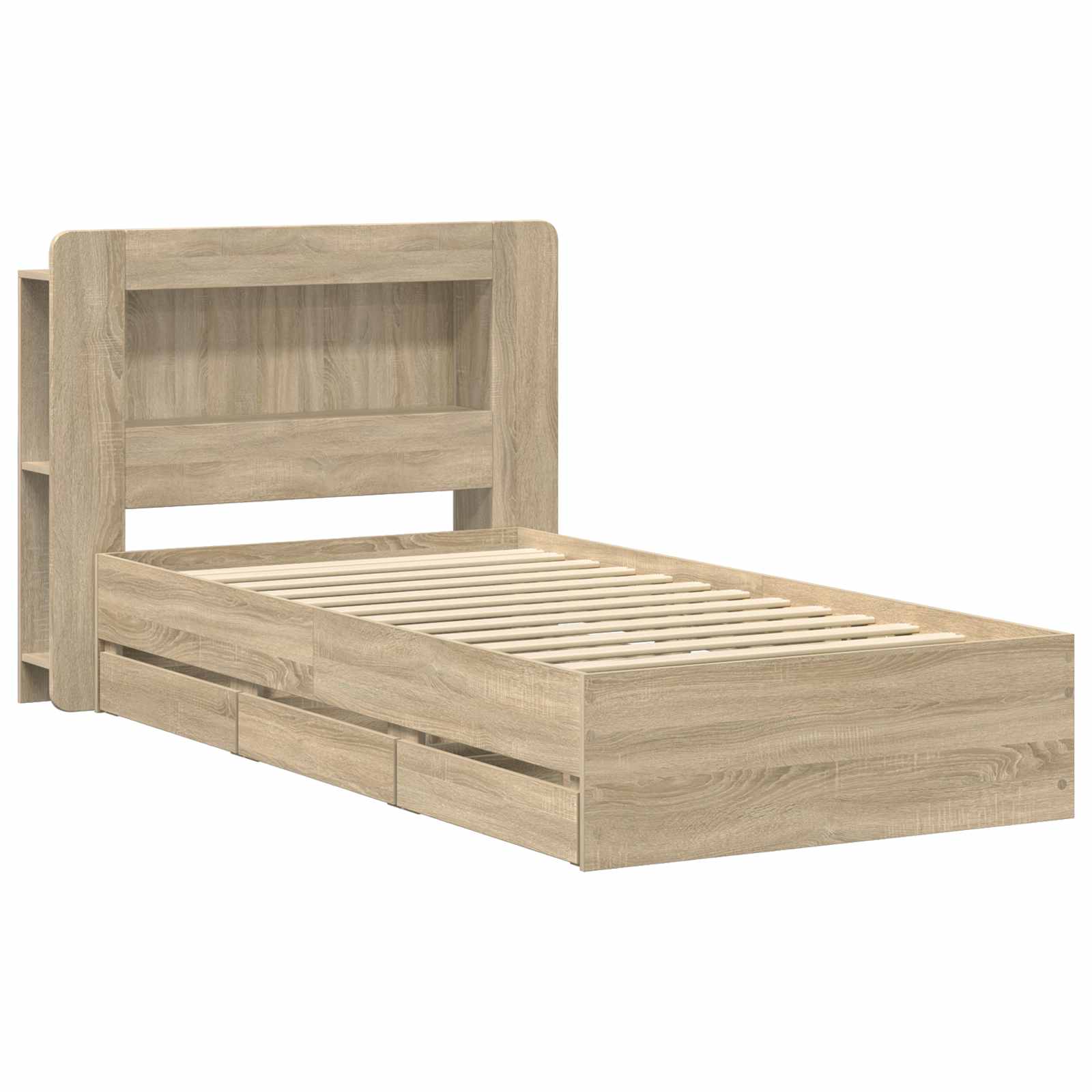 Bettgestell mit Stauraum Sonoma-Eiche 75 x 190 cm Holzwerkstoff