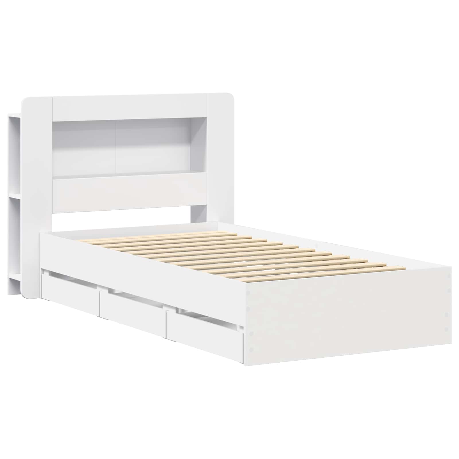 Bettgestell mit Stauraum Weiß 75 x 190 cm Holzwerkstoff