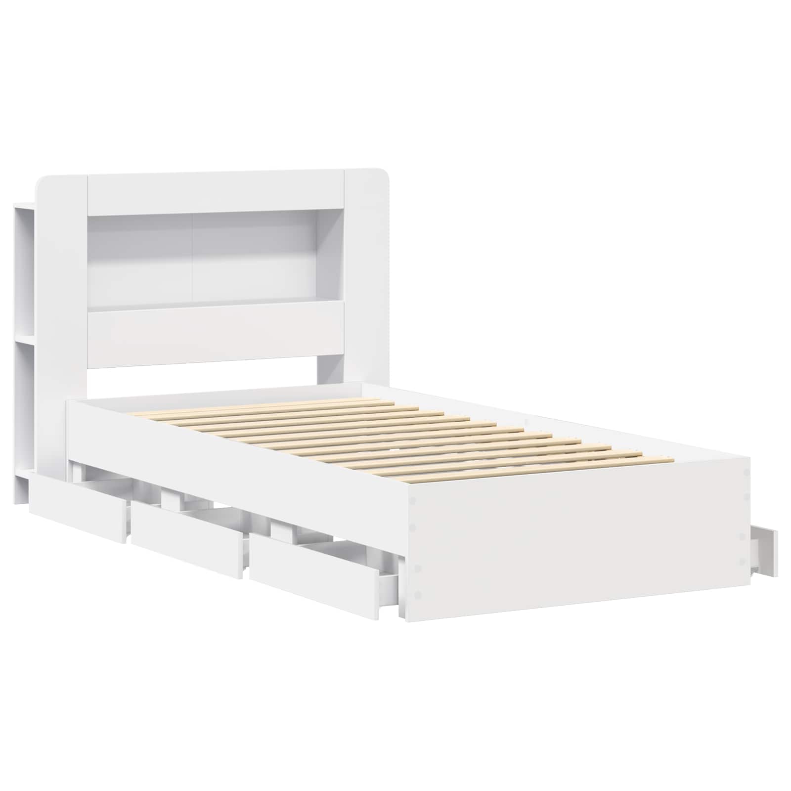 Bettgestell mit Stauraum Weiß 80 x 200 cm Holzwerkstoff