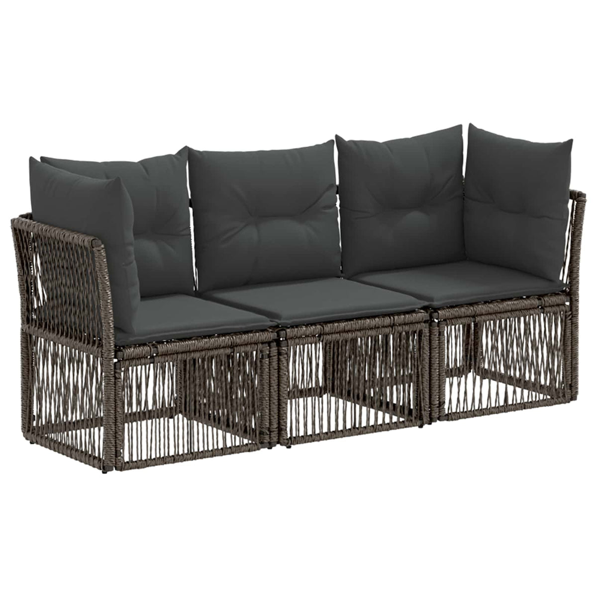 Gartensofa-set 3 stk. Grau Poly-Rattan