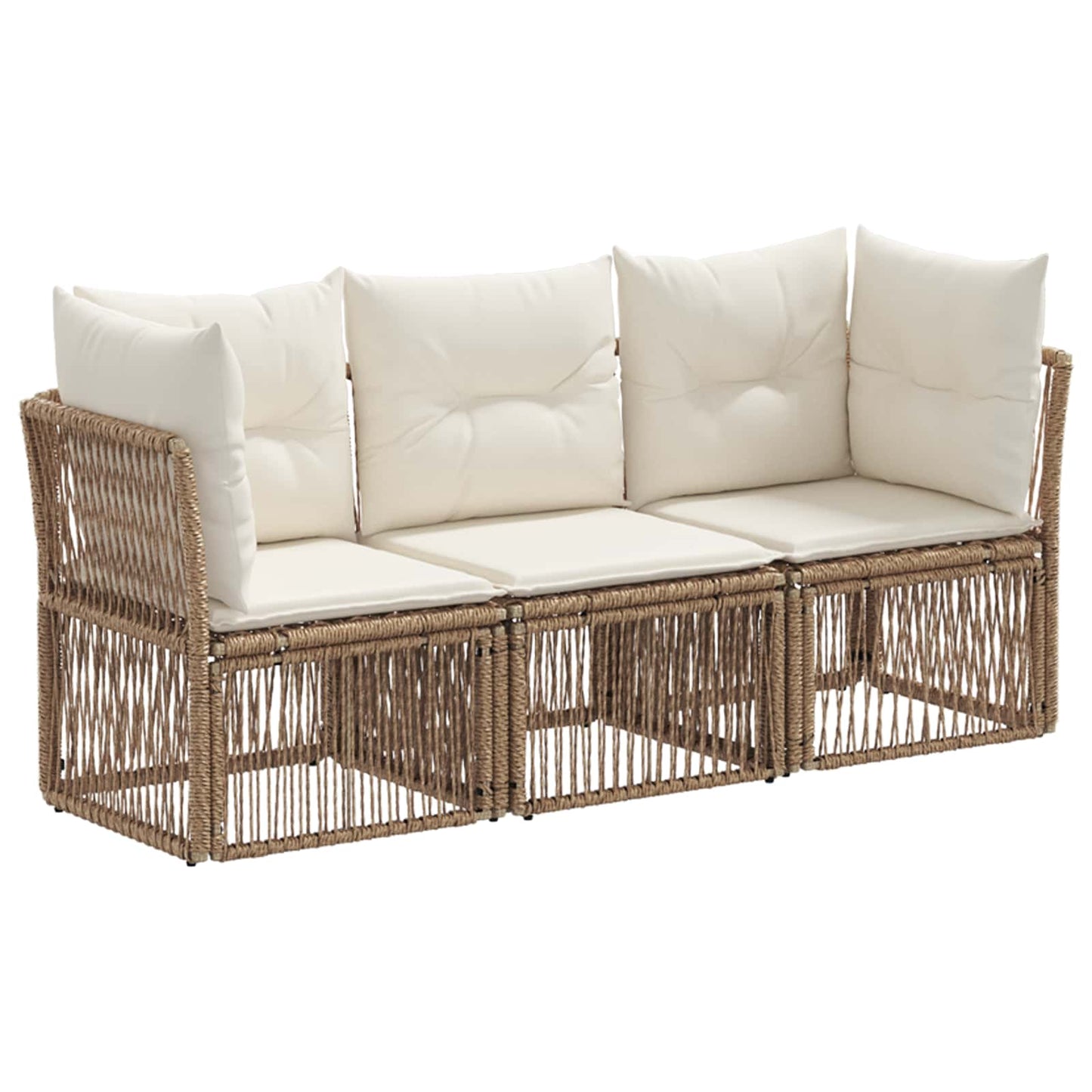 Gartensofa-set 3 stk. Beige Poly-Rattan