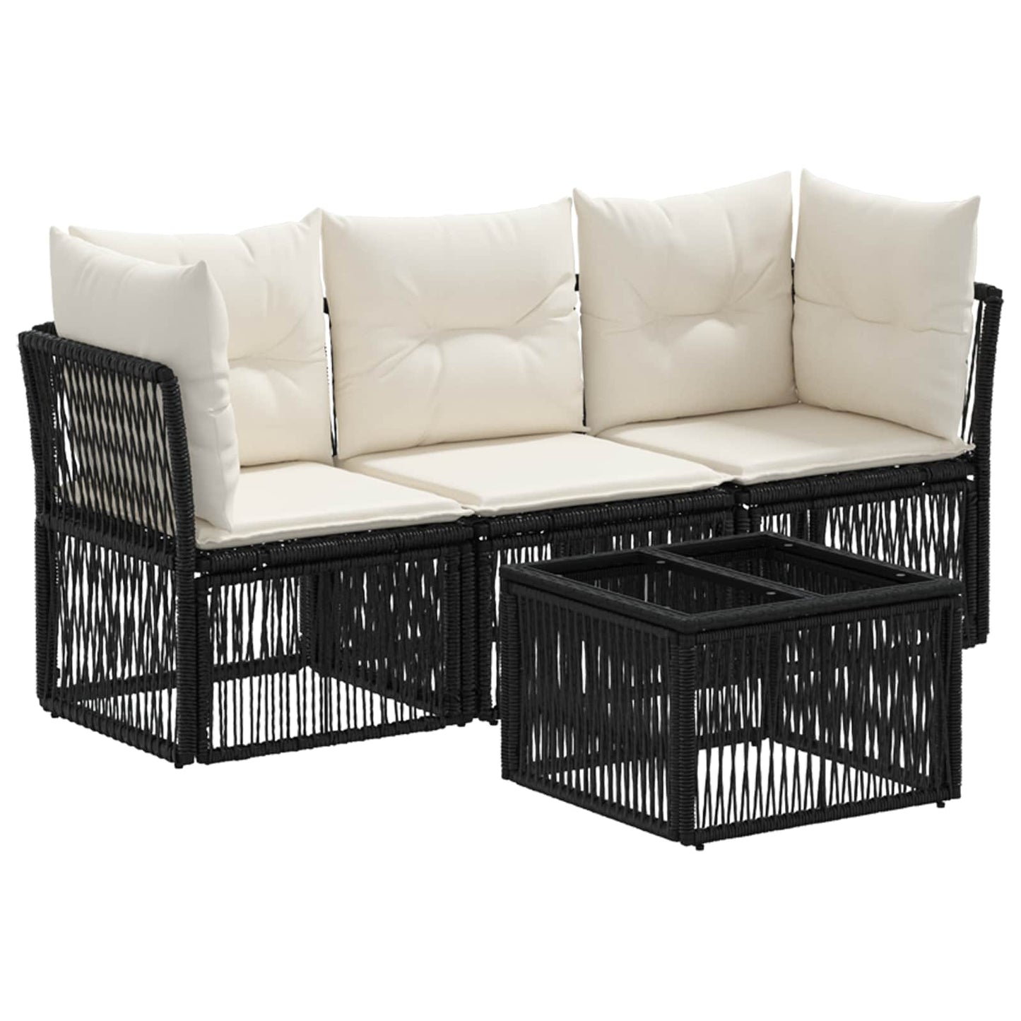 Gartensofa-set 4 pcs Schwarz Poly-Rattan