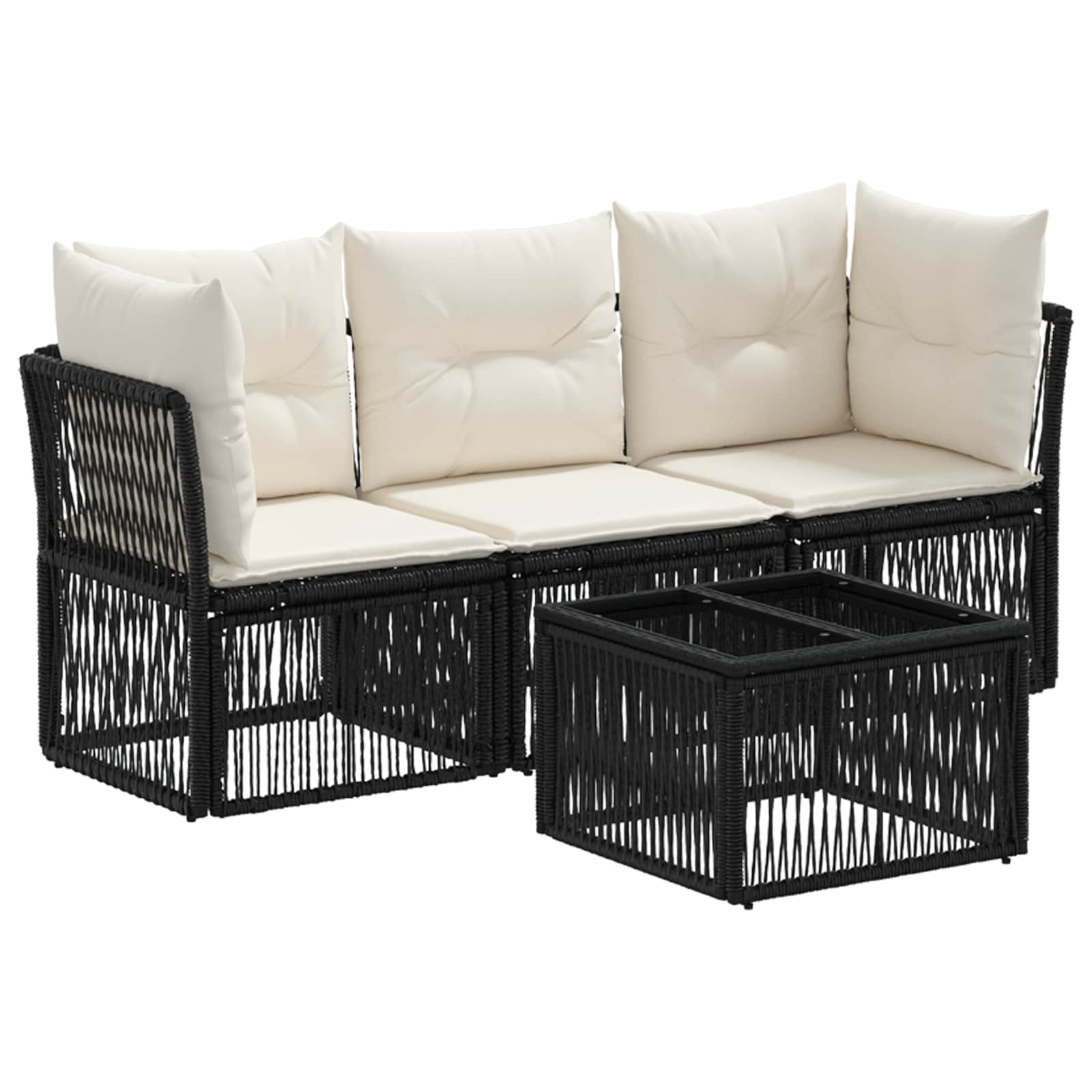 Gartensofa-set 4 pcs Schwarz Poly-Rattan