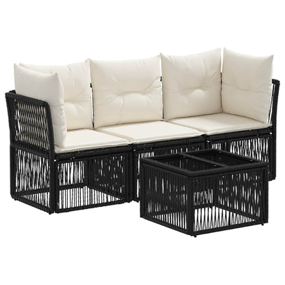 Gartensofa-set 4 stk. Schwarz Poly-Rattan