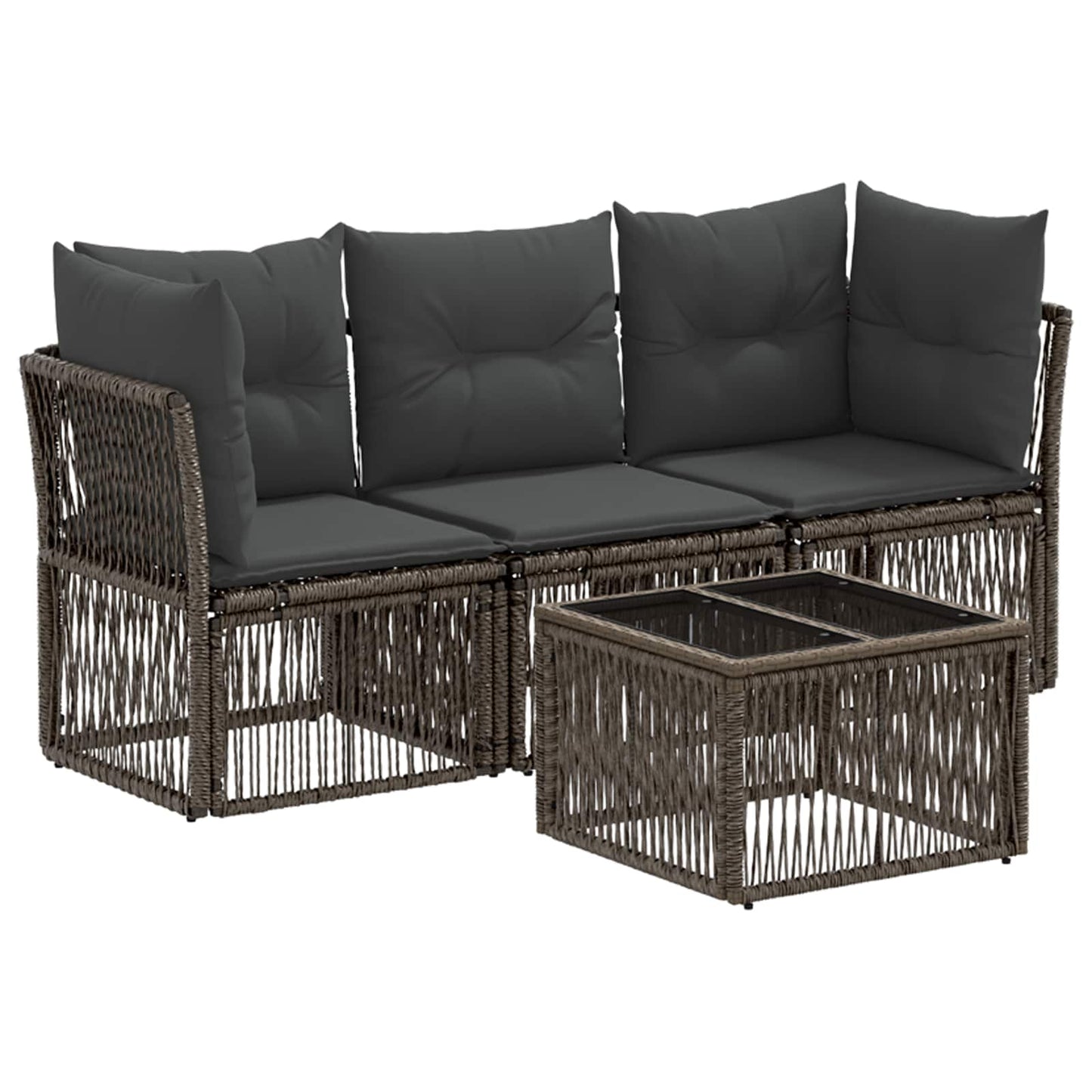Gartensofa-set 4 stk. Grau Poly-Rattan