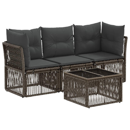 Gartensofa-set 4 stk. Grau Poly-Rattan
