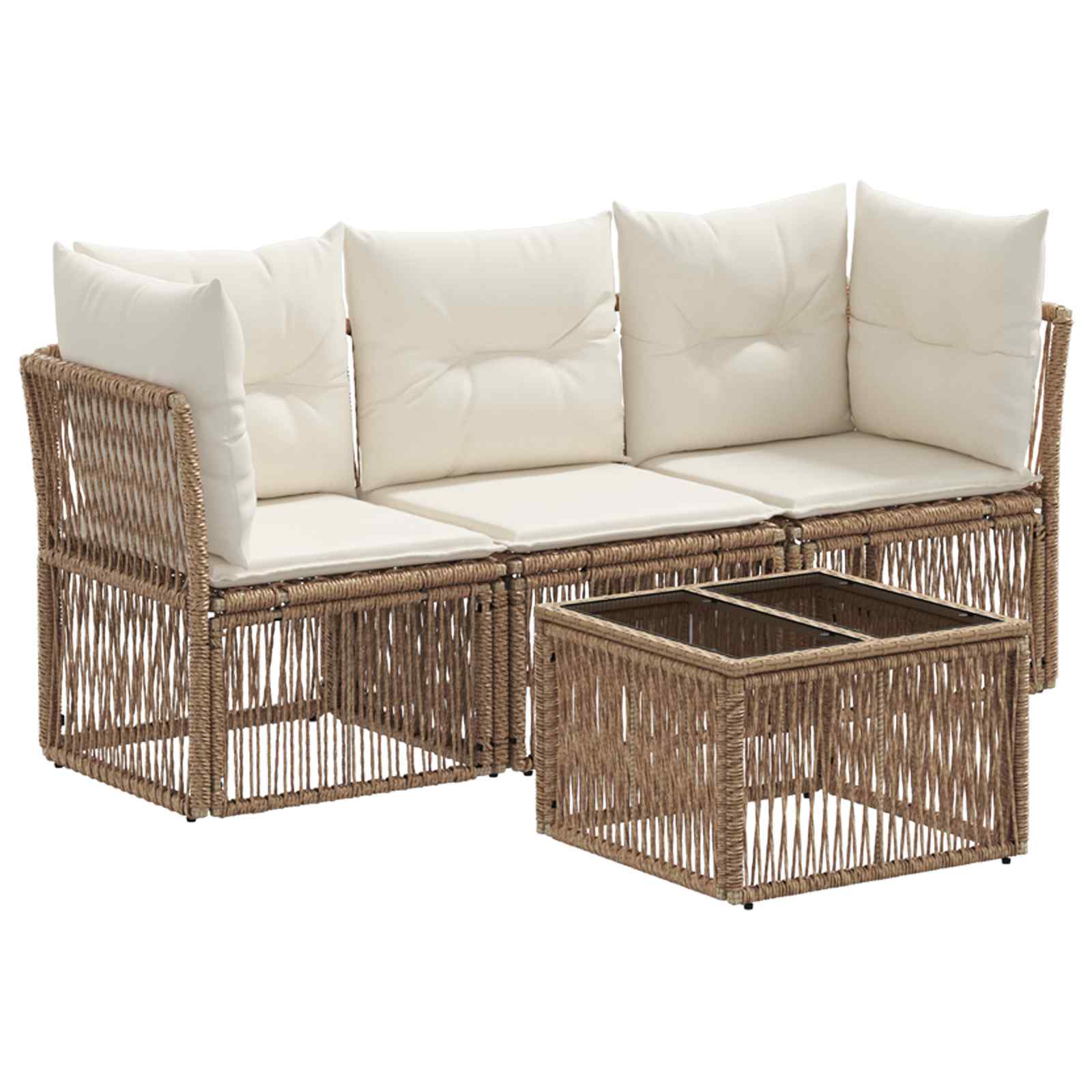 Gartensofa-set 4 pcs Beige Poly-Rattan
