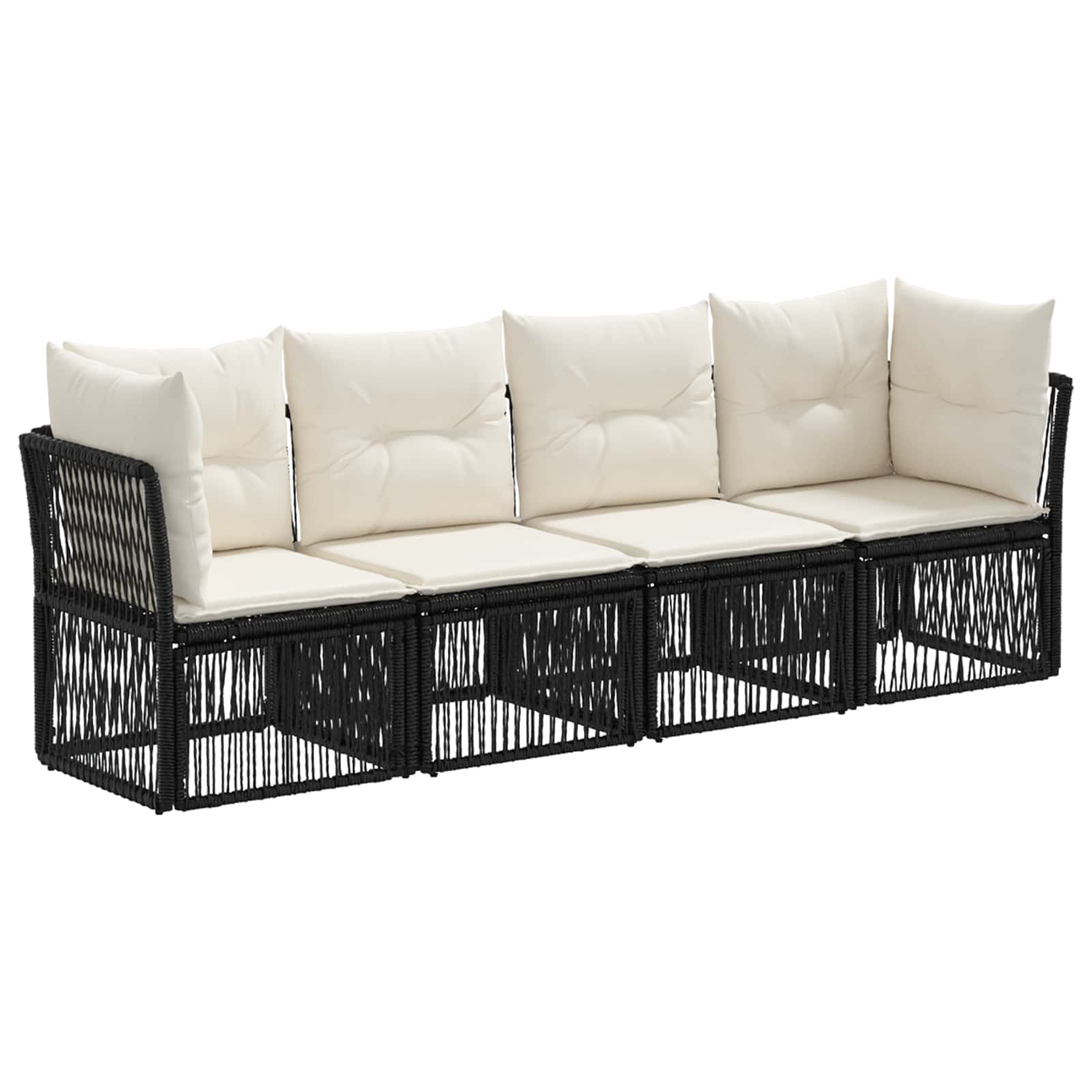 Gartensofa-set 4 pcs Schwarz Poly-Rattan
