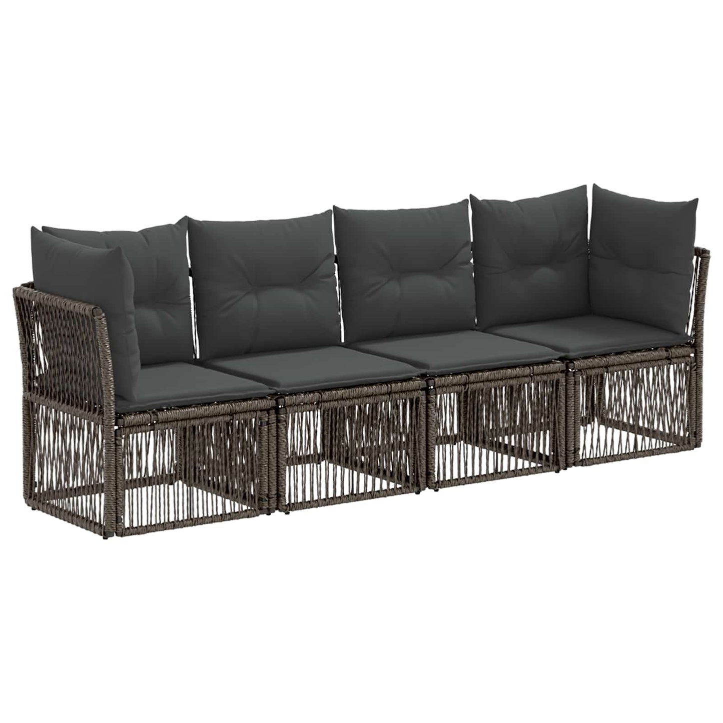 Gartensofa-set 4 pcs Grau Poly-Rattan