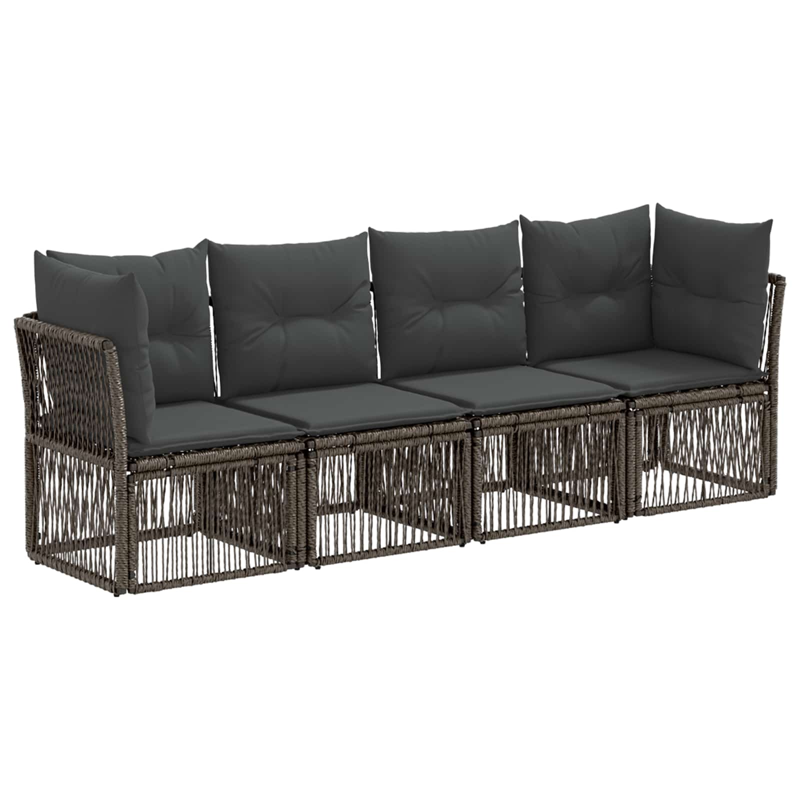 Gartensofa-set 4 pcs Grau Poly-Rattan