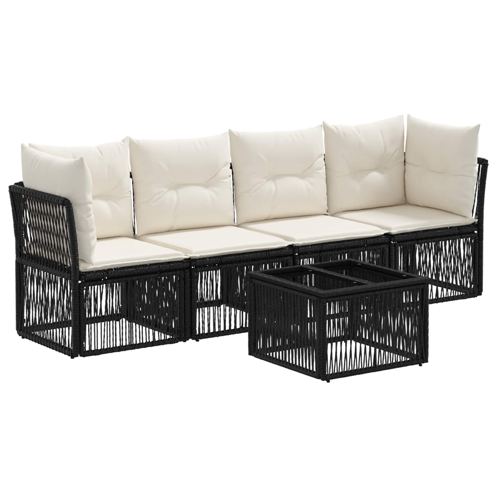 Gartensofa-set 5 pcs Schwarz Poly-Rattan