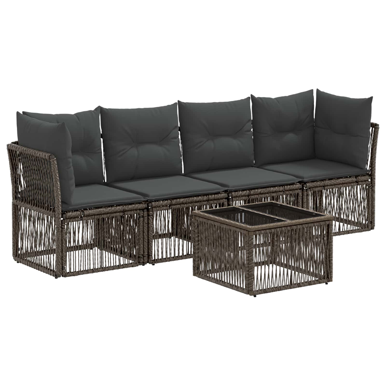 Gartensofa-set 5 stk. Grau Poly-Rattan