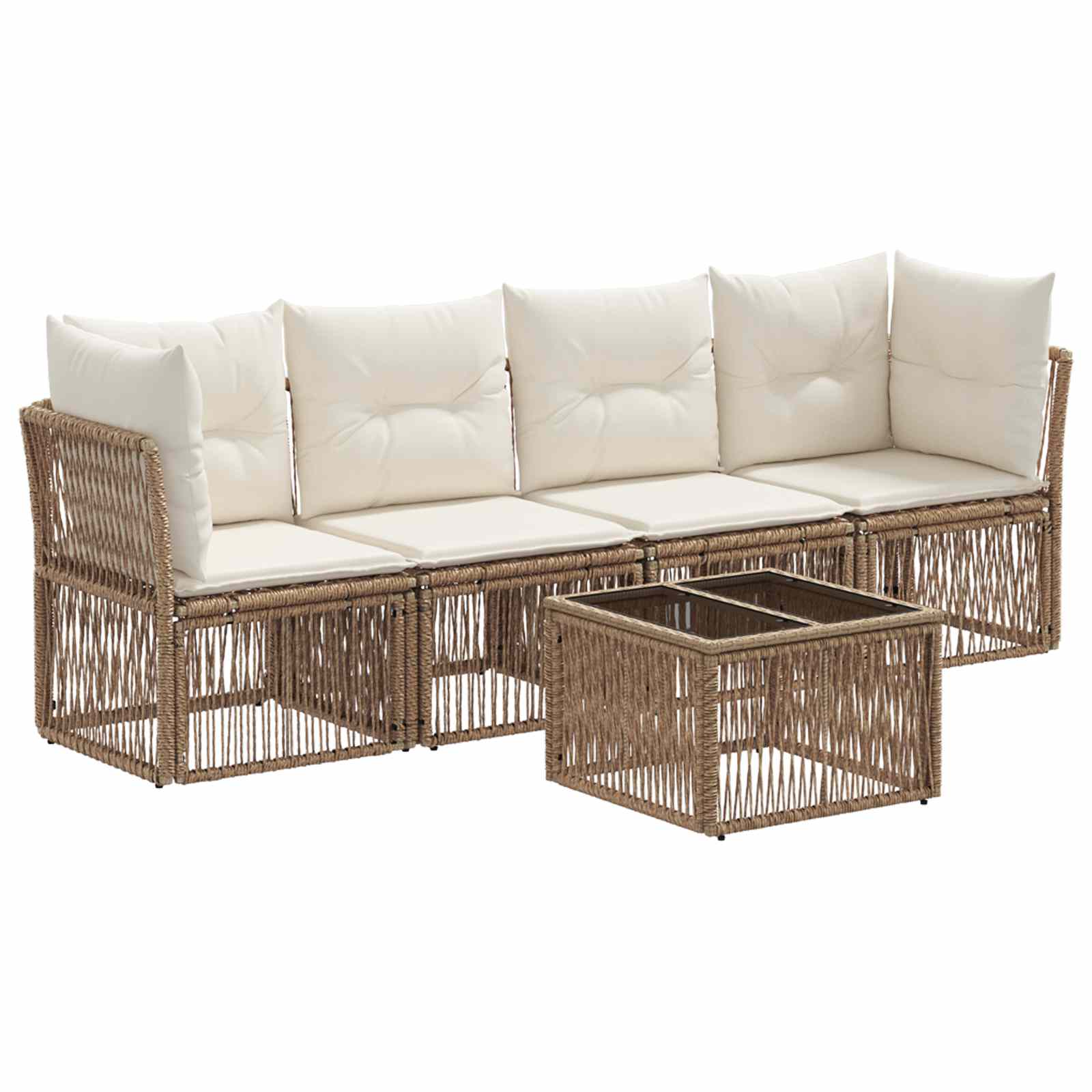 Gartensofa-set 5 pcs Beige Poly-Rattan