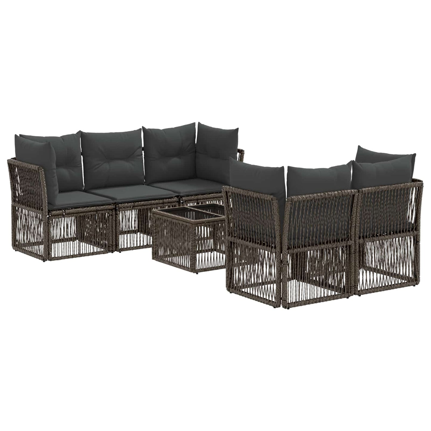 Gartensofa-set 6 stk. Grau Poly-Rattan