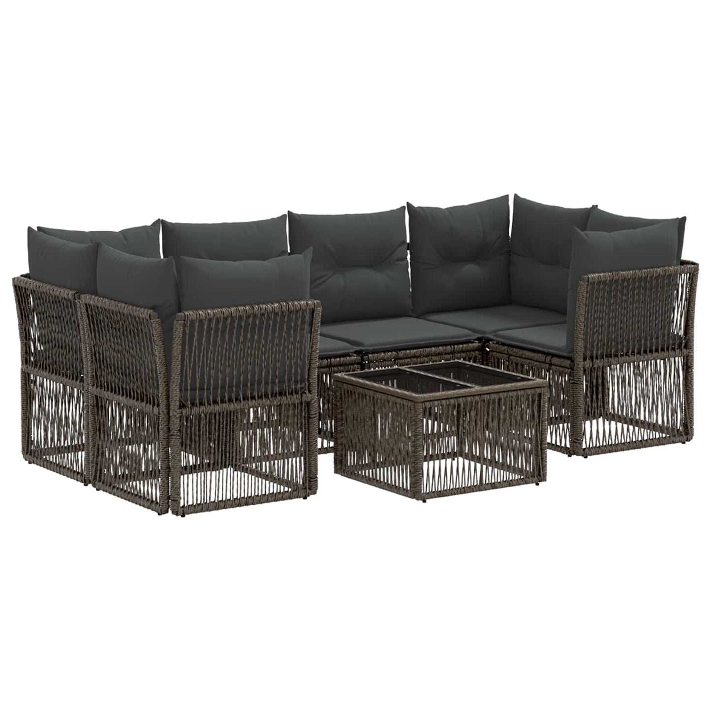 Gartensofa-set 7 stk. Grau Poly-Rattan