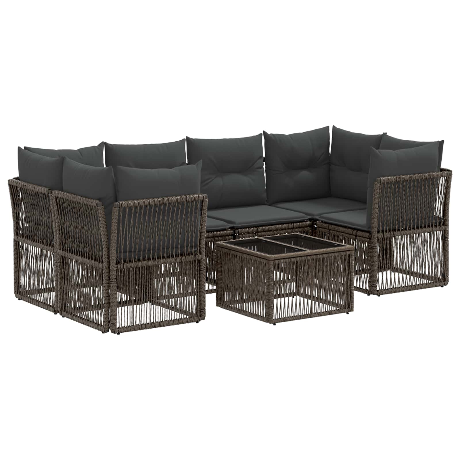 Gartensofa-set 7 stk. Grau Poly-Rattan