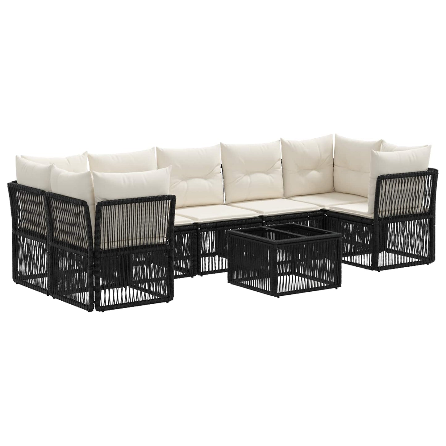 Gartensofa-set 8 stk. Schwarz Poly-Rattan