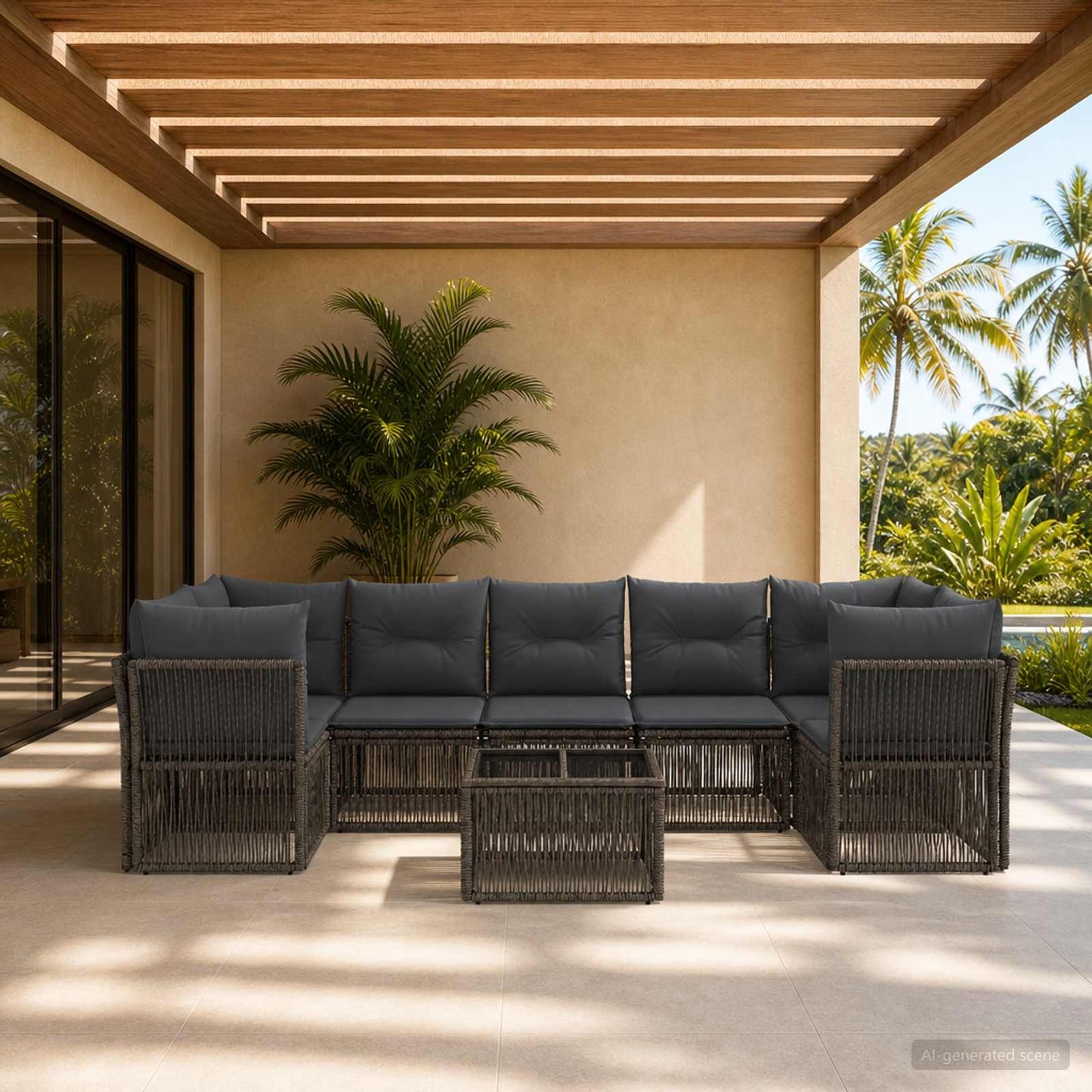 Gartensofa-set 8 stk. Grau Poly-Rattan