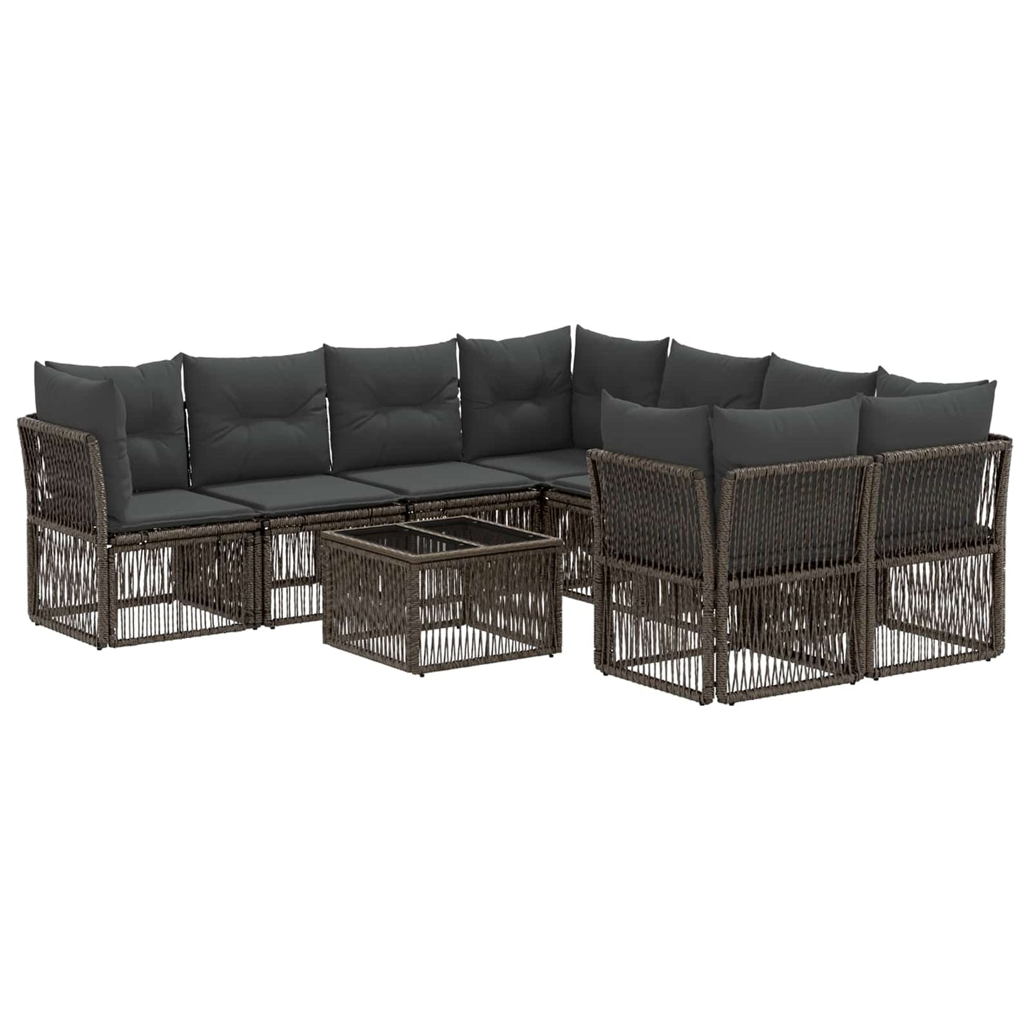 Gartensofa-set 9 stk. Grau Poly-Rattan