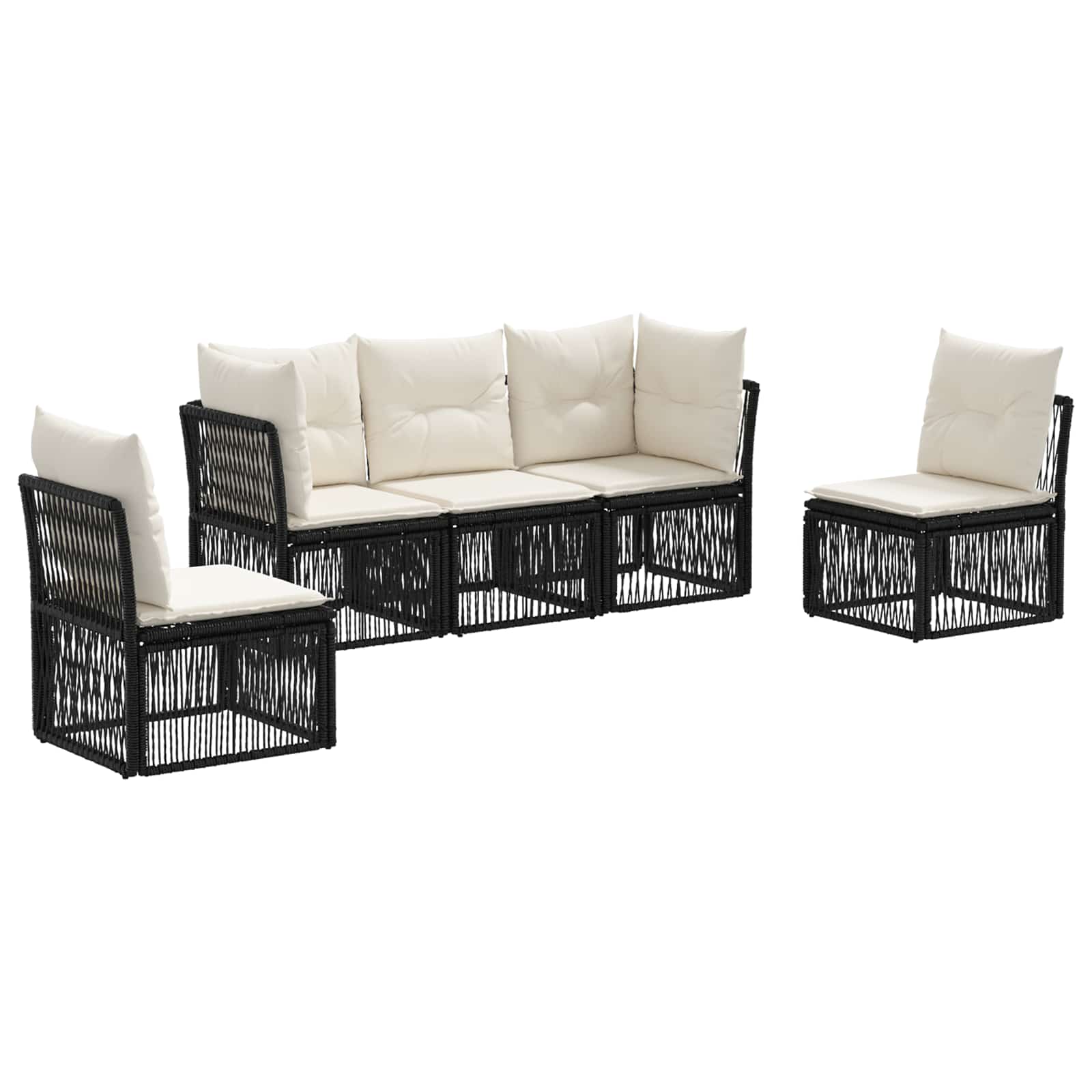 Gartensofa-set 5 stk. Schwarz Poly-Rattan