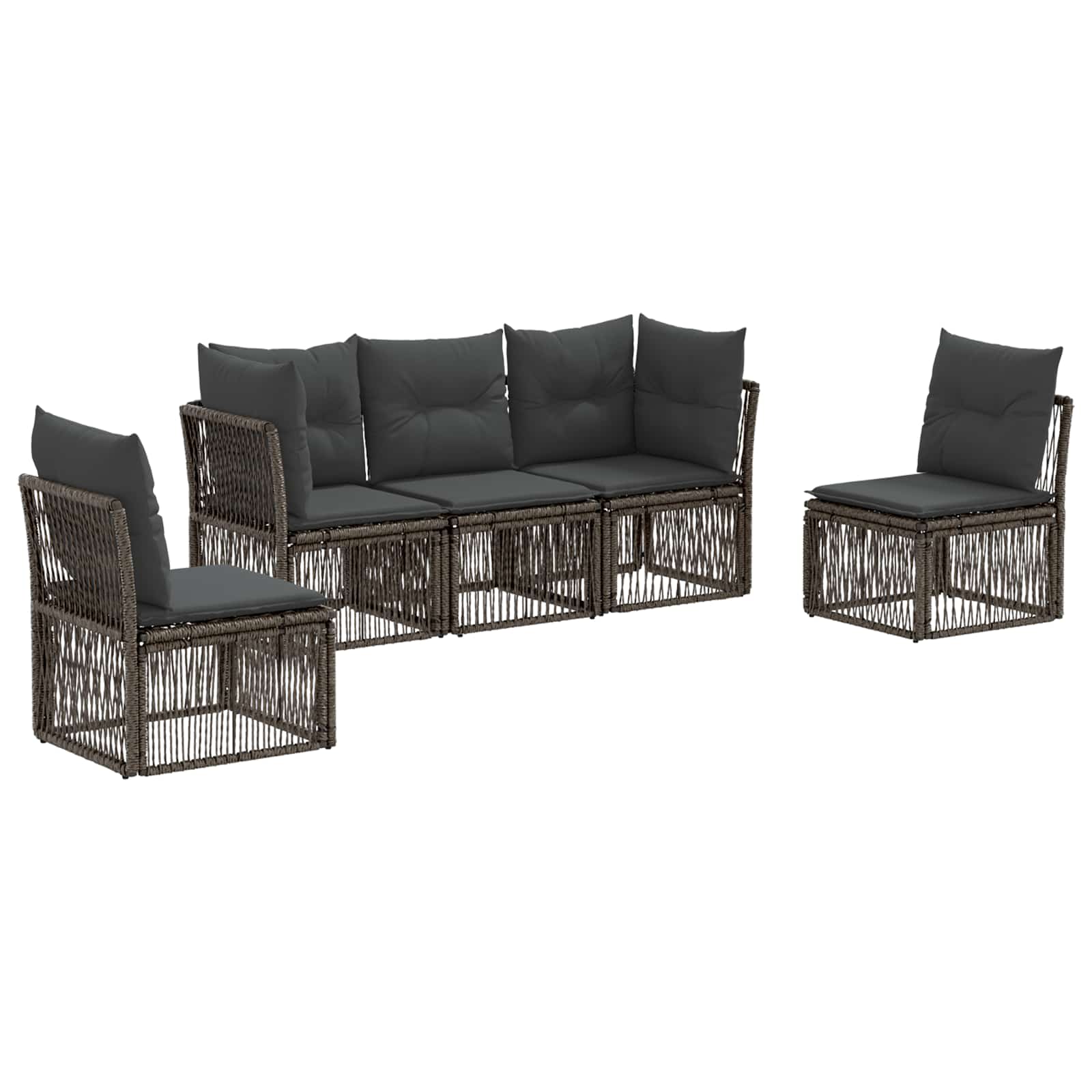 Gartensofa-set 5 pcs Grau Poly-Rattan