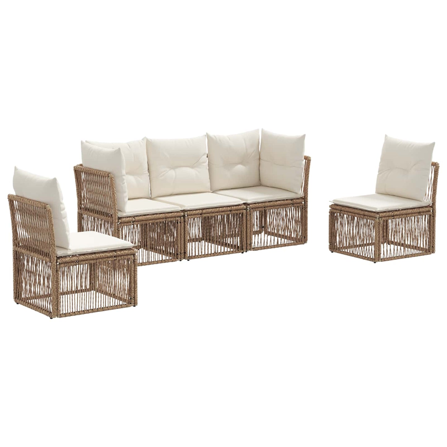 Gartensofa-set 5 pcs Beige Poly-Rattan