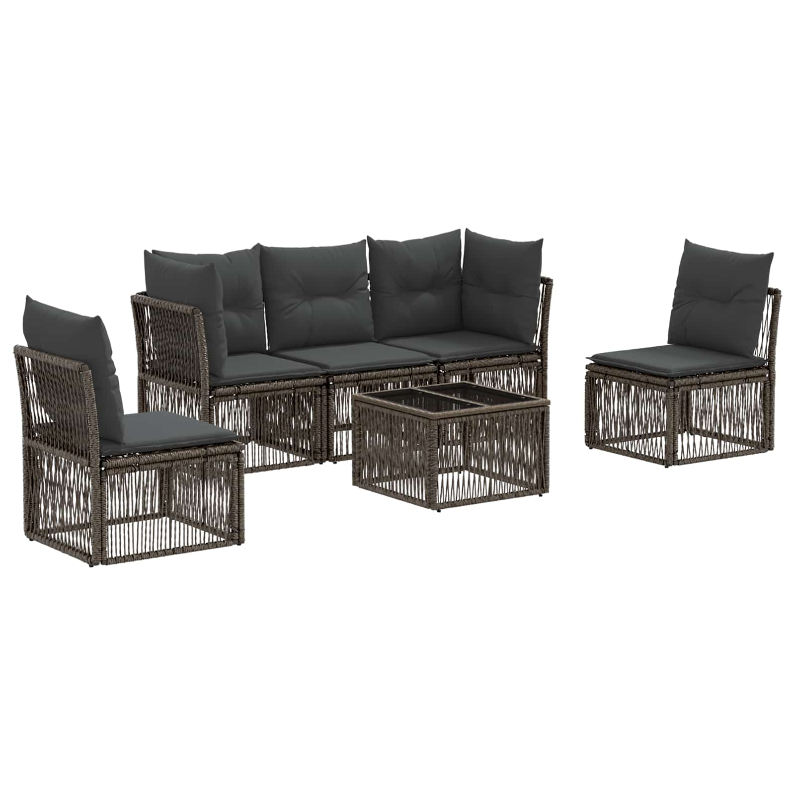 Gartensofa-set 6 stk. Grau Poly-Rattan