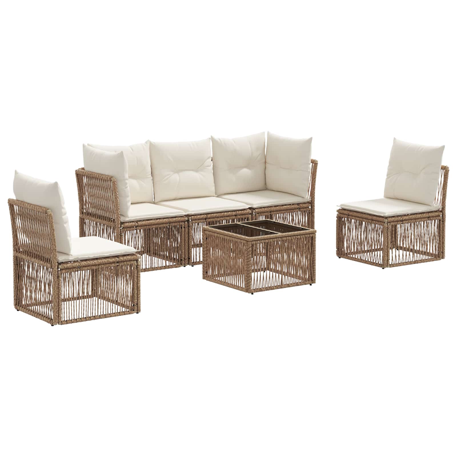 Gartensofa-set 6 pcs Beige Poly-Rattan