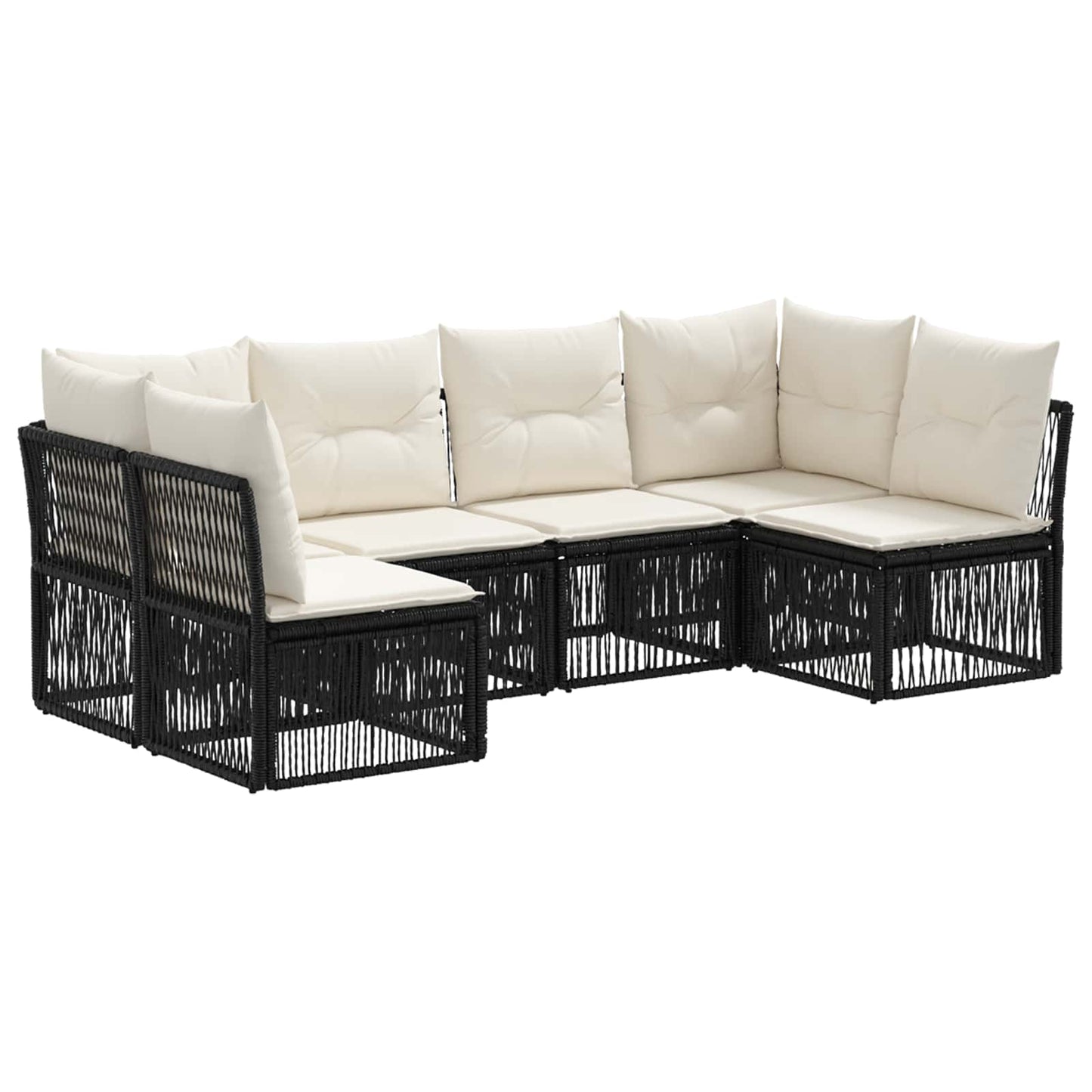 Gartensofa-set 6 pcs Schwarz Poly-Rattan