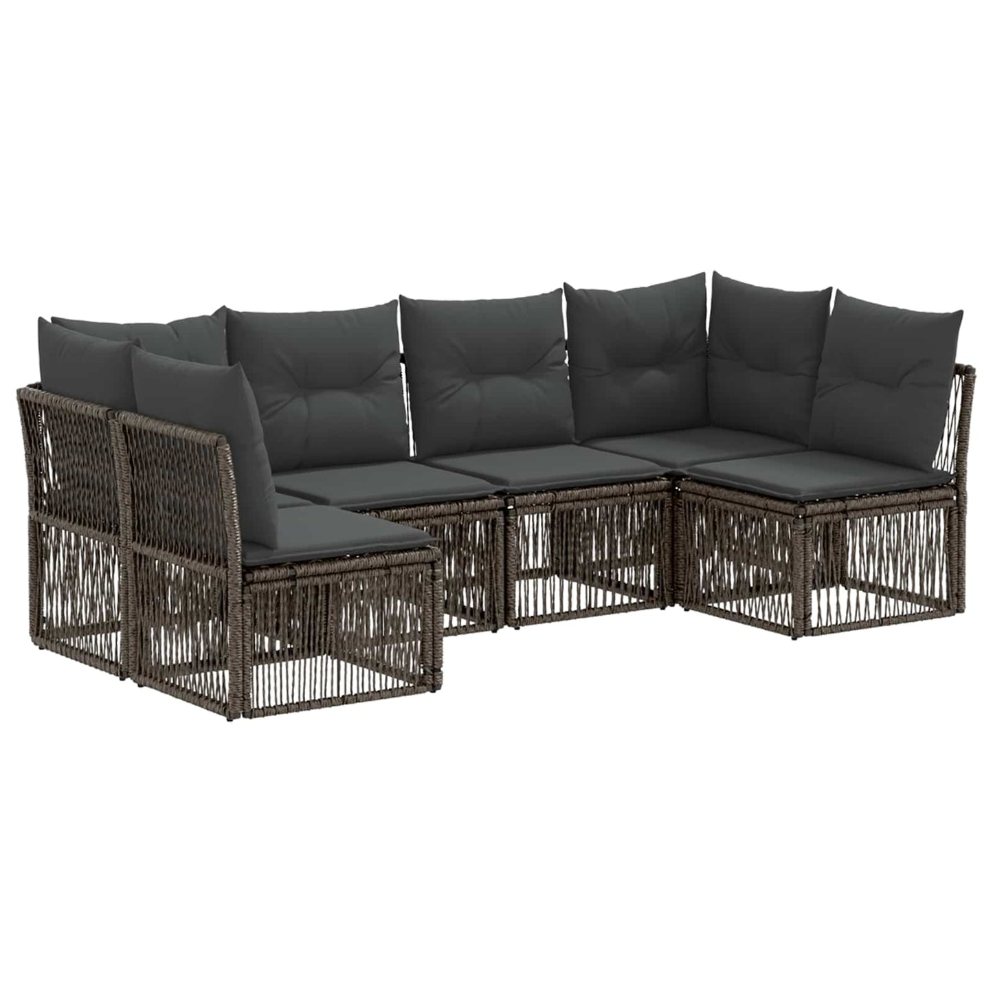 Gartensofa-set 6 pcs Grau Poly-Rattan