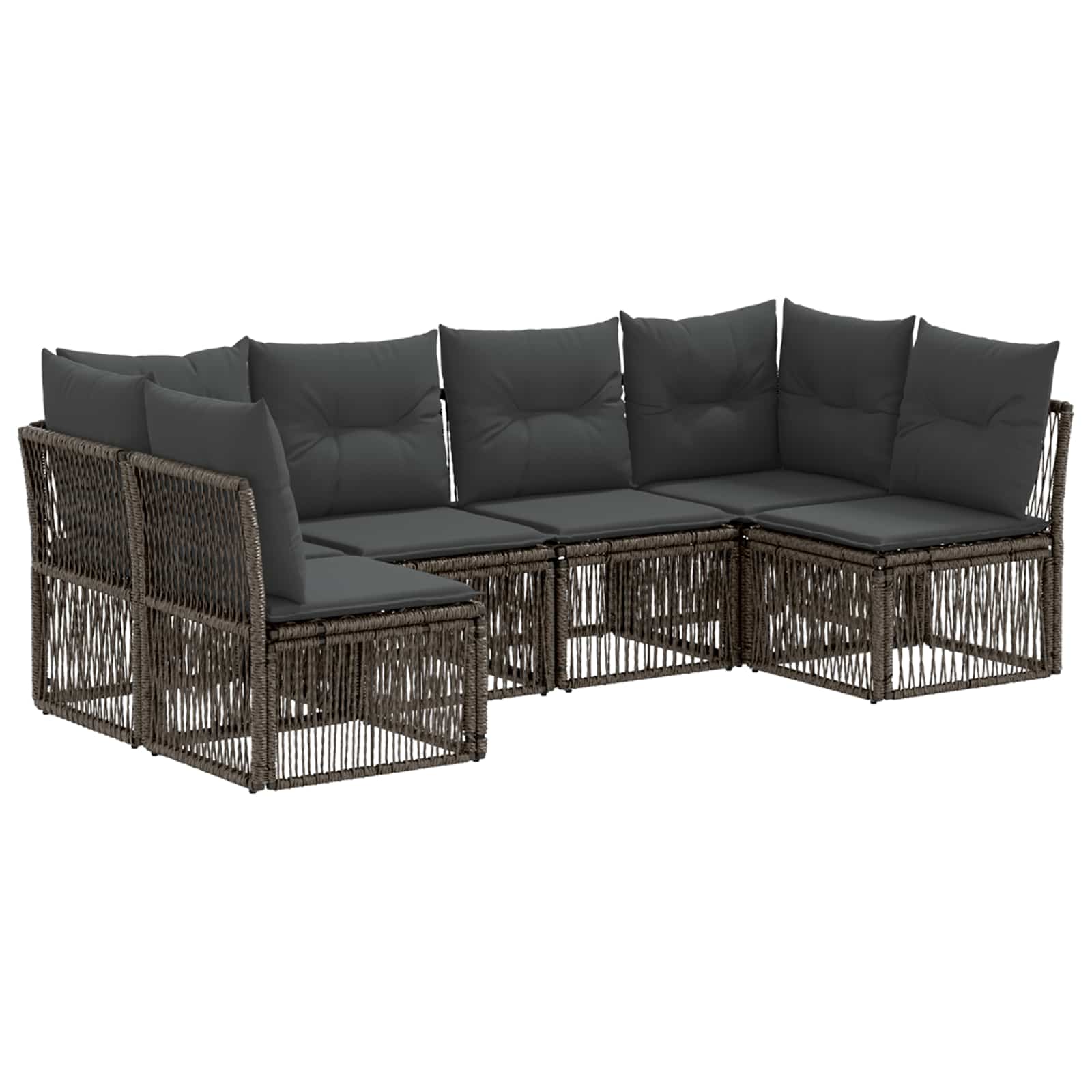 Gartensofa-set 6 pcs Grau Poly-Rattan