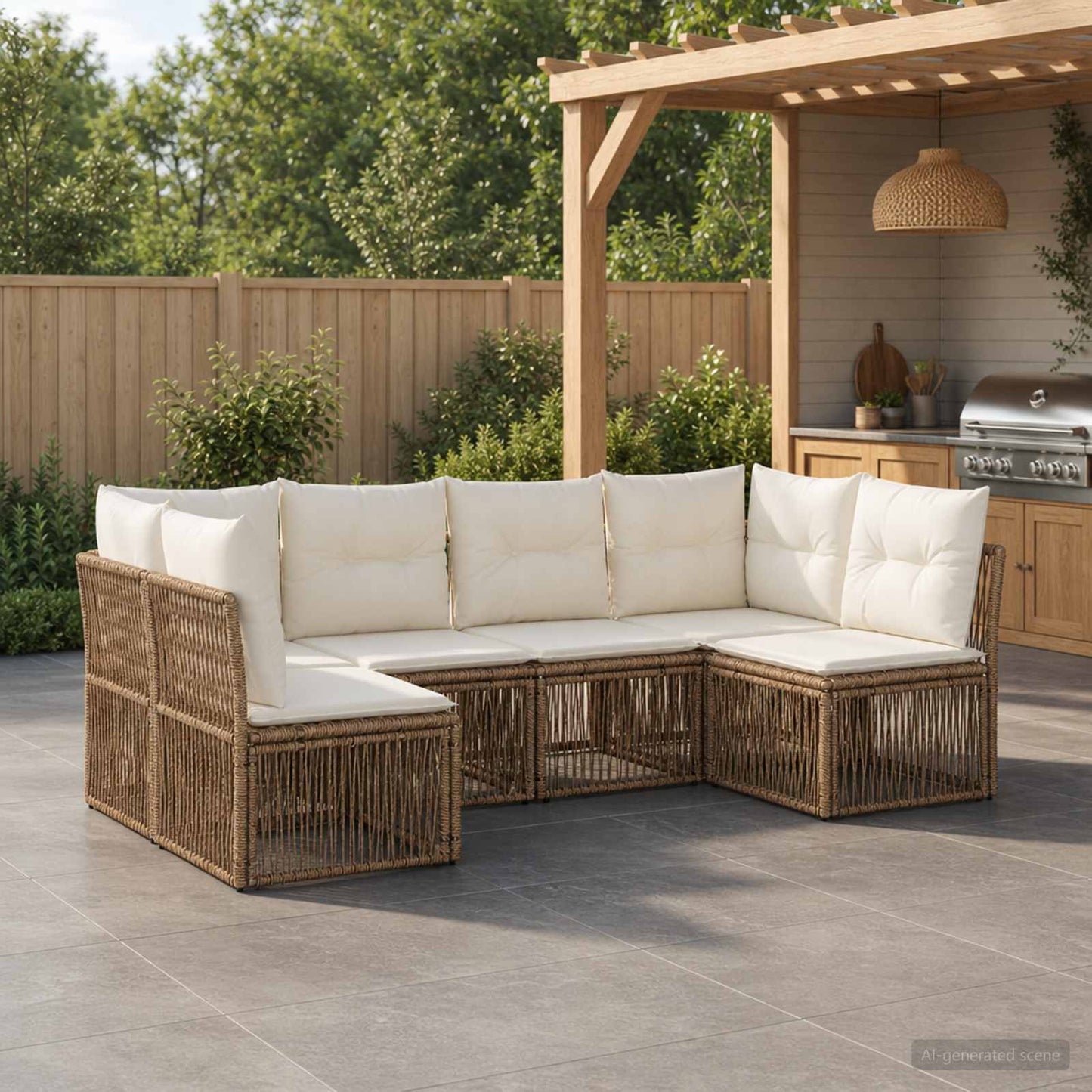 Gartensofa-set 6 pcs Beige Poly-Rattan