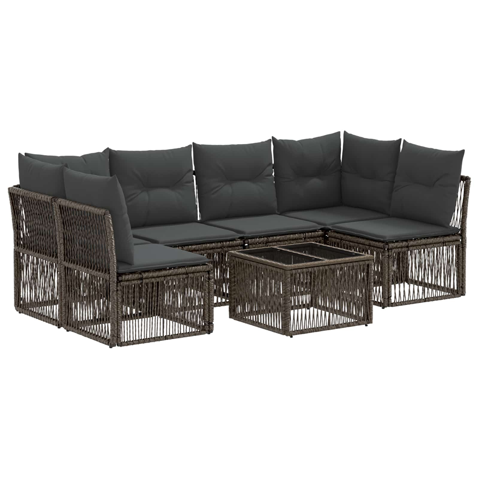 Gartensofa-set 7 stk. Grau Poly-Rattan
