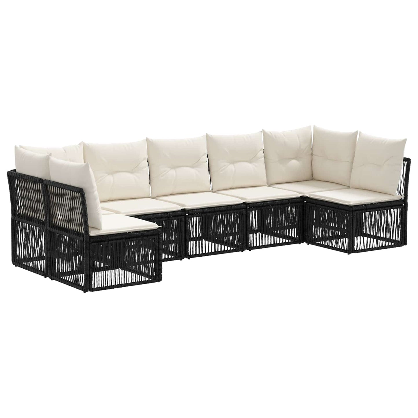 Gartensofa-set 7 pcs Schwarz Poly-Rattan