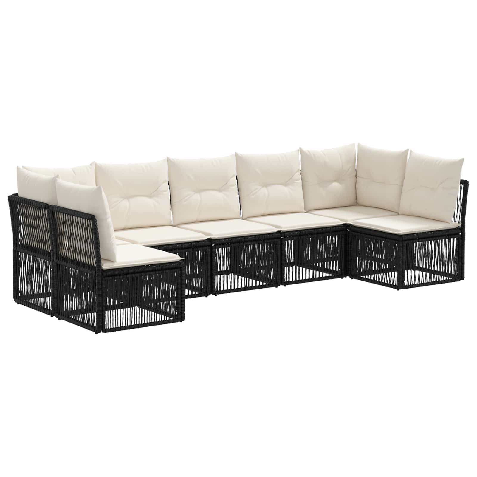 Gartensofa-set 7 pcs Schwarz Poly-Rattan