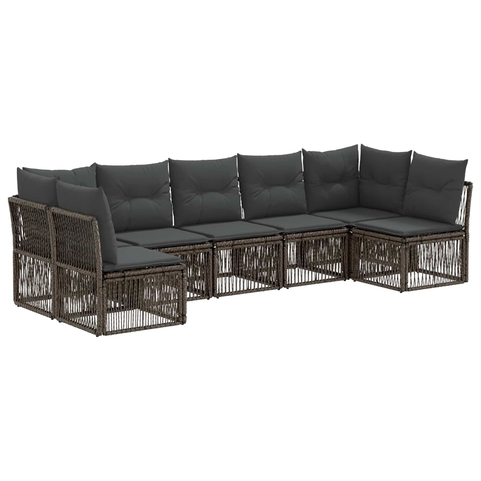 Gartensofa-set 7 pcs Grau Poly-Rattan