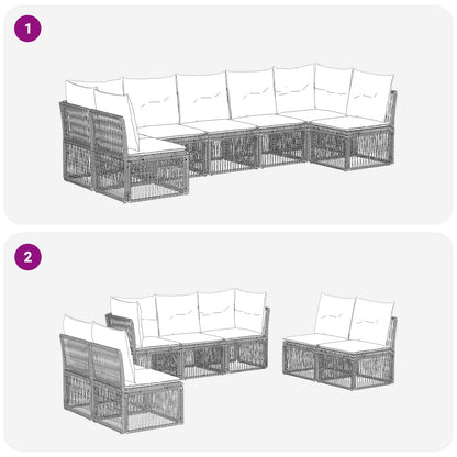 Gartensofa-set 7 stk. Grau Poly-Rattan