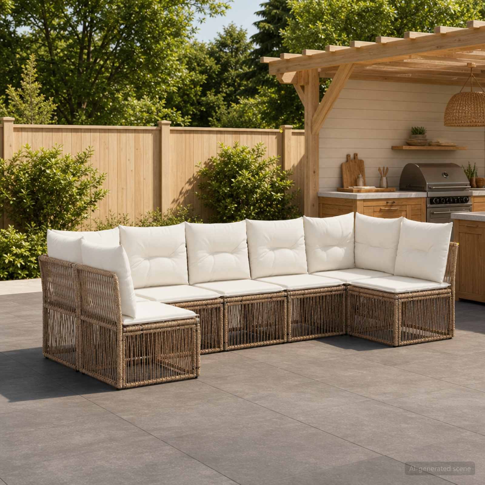 Gartensofa-set 7 pcs Beige Poly-Rattan