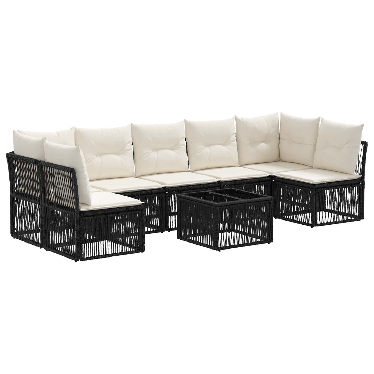Gartensofa-set 8 pcs Schwarz Poly-Rattan