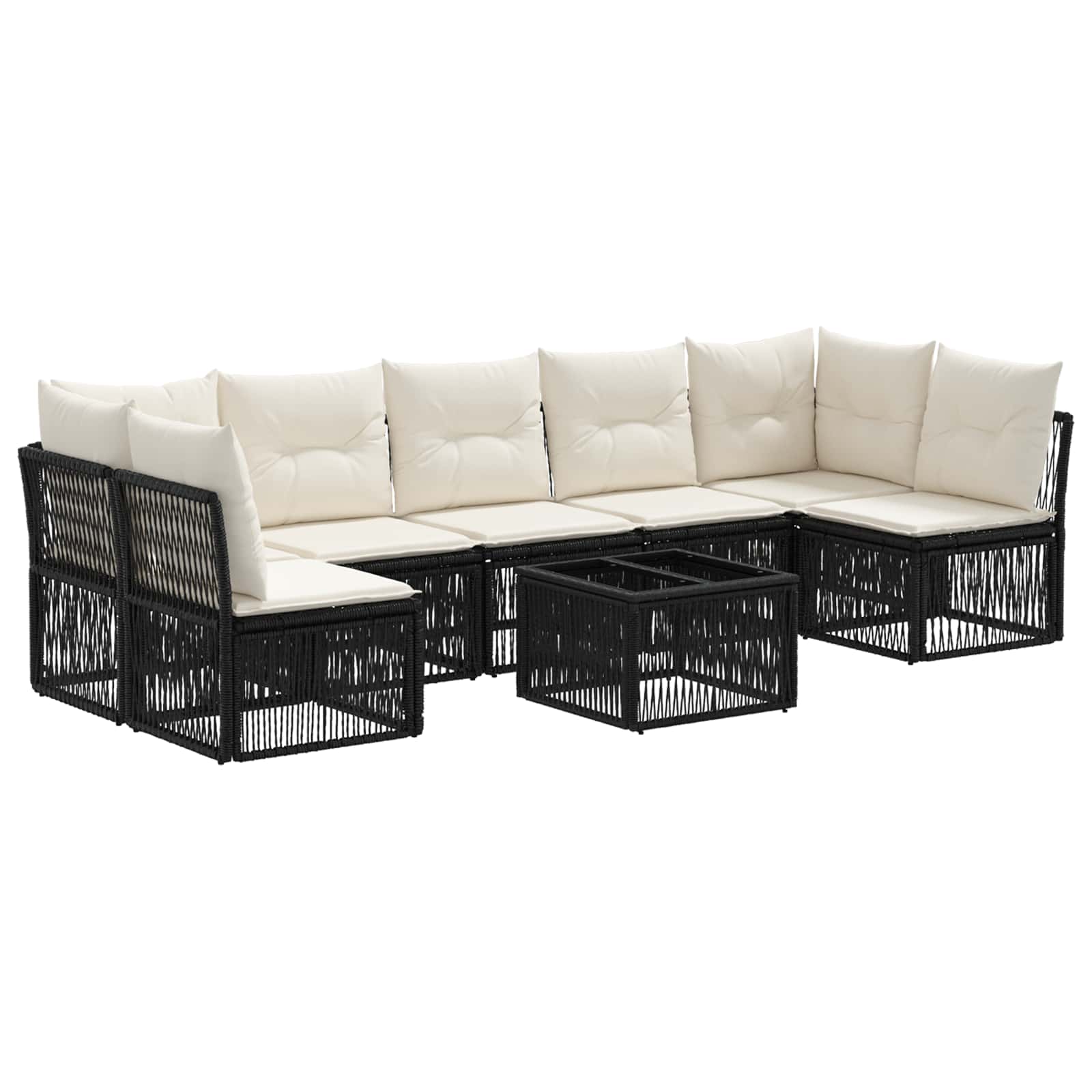 Gartensofa-set 8 pcs Schwarz Poly-Rattan
