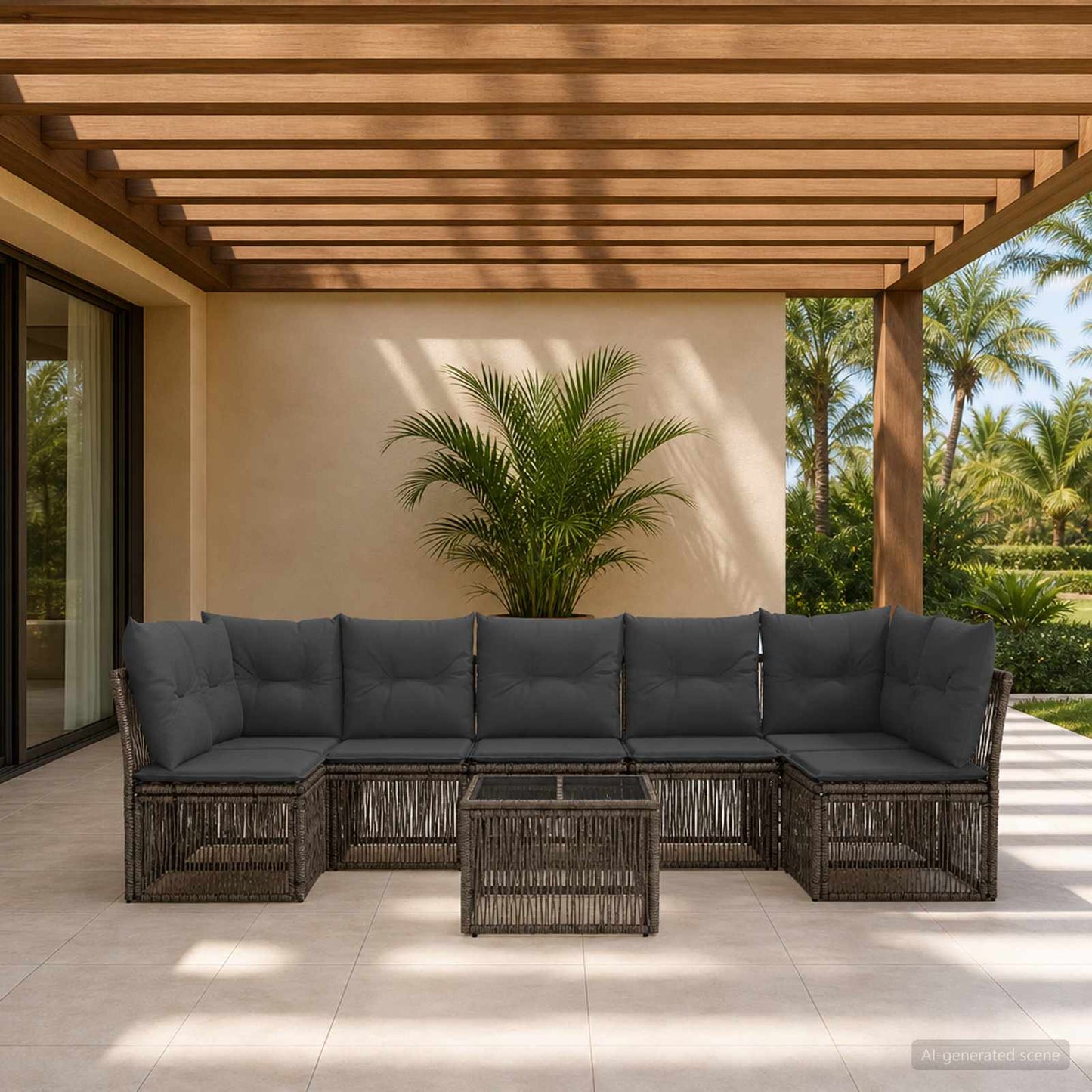 Gartensofa-set 8 stk. Grau Poly-Rattan