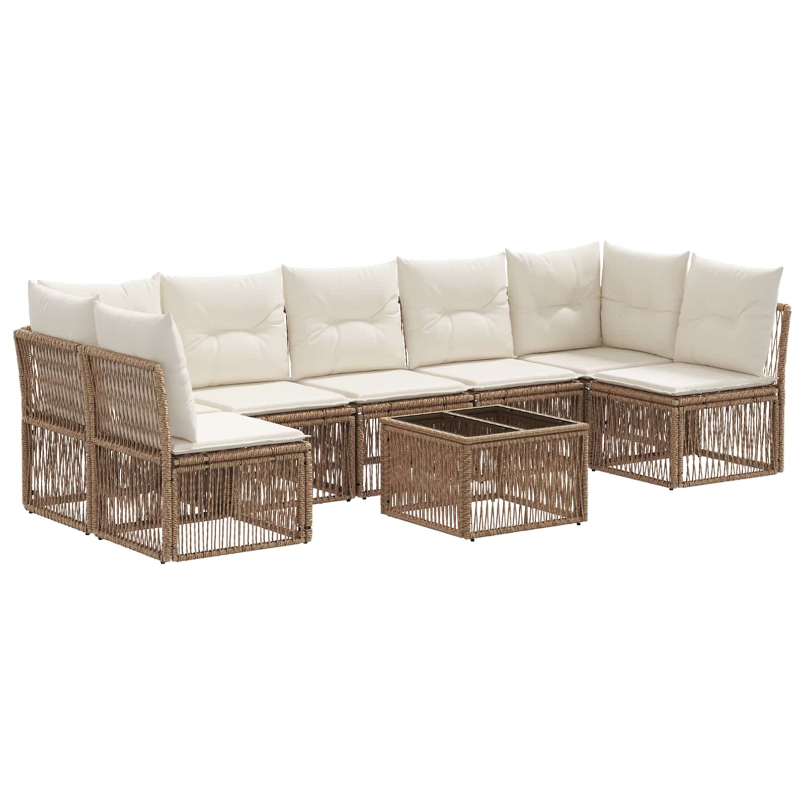 Gartensofa-set 8 pcs Beige Poly-Rattan