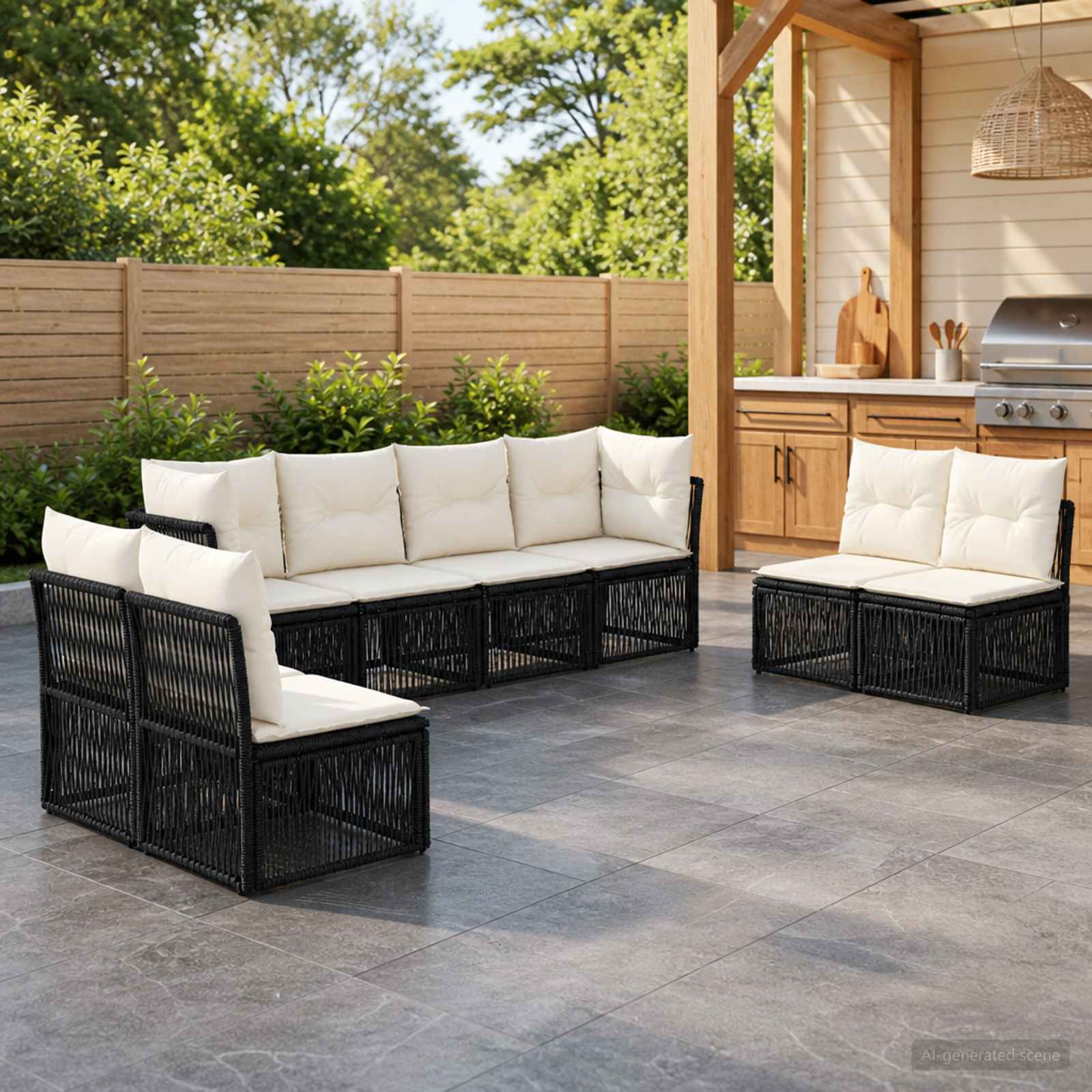 Gartensofa-set 8 stk. Schwarz Poly-Rattan