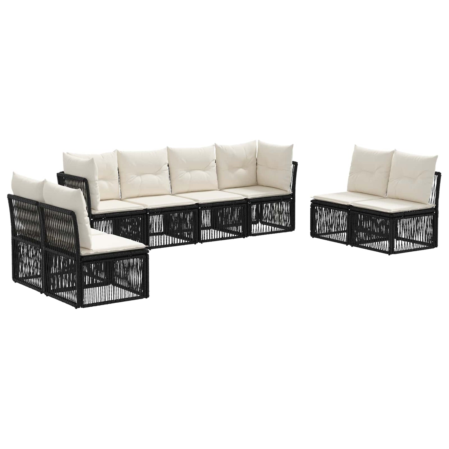 Gartensofa-set 8 stk. Schwarz Poly-Rattan
