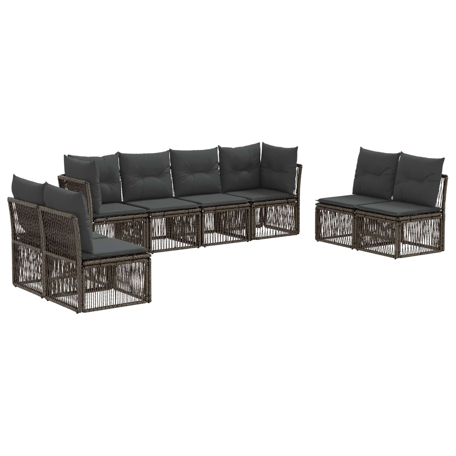 Gartensofa-set 8 pcs Grau Poly-Rattan