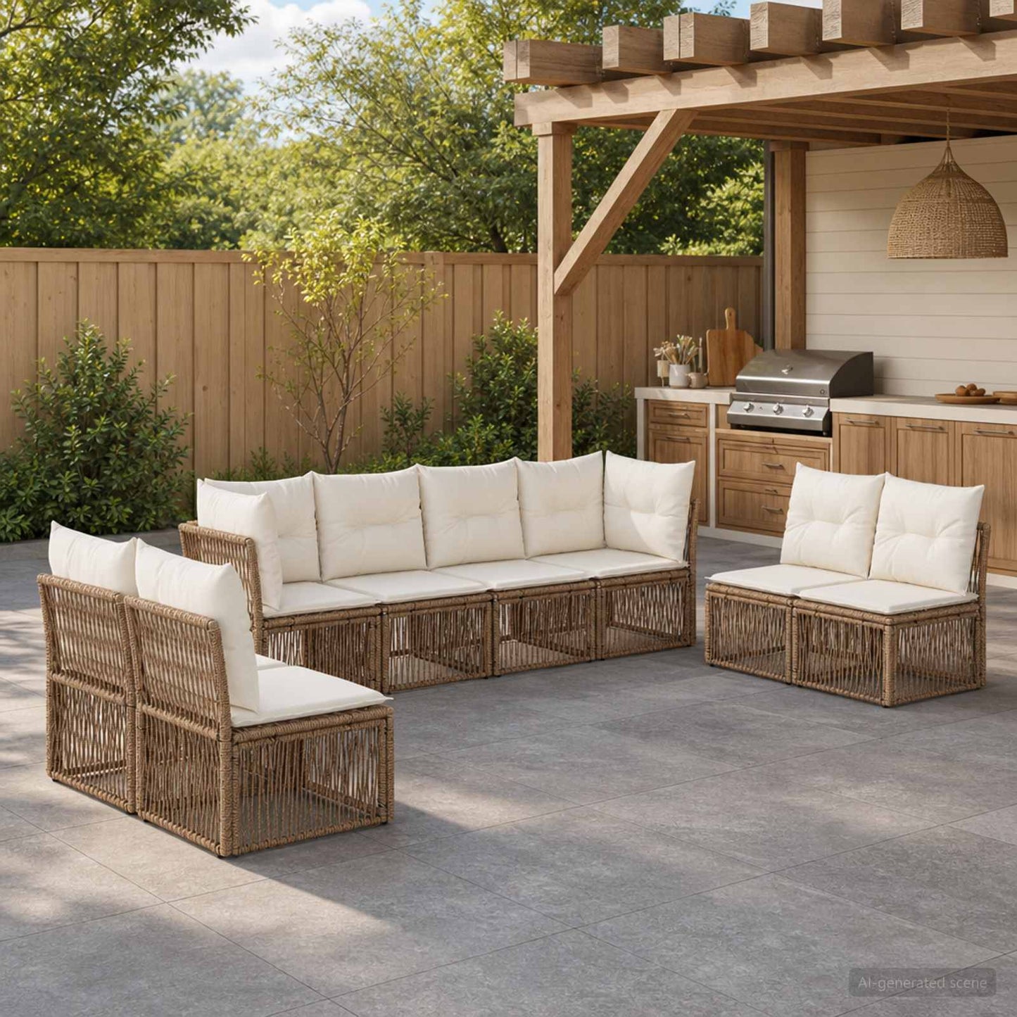 Gartensofa-set 8 pcs Beige Poly-Rattan