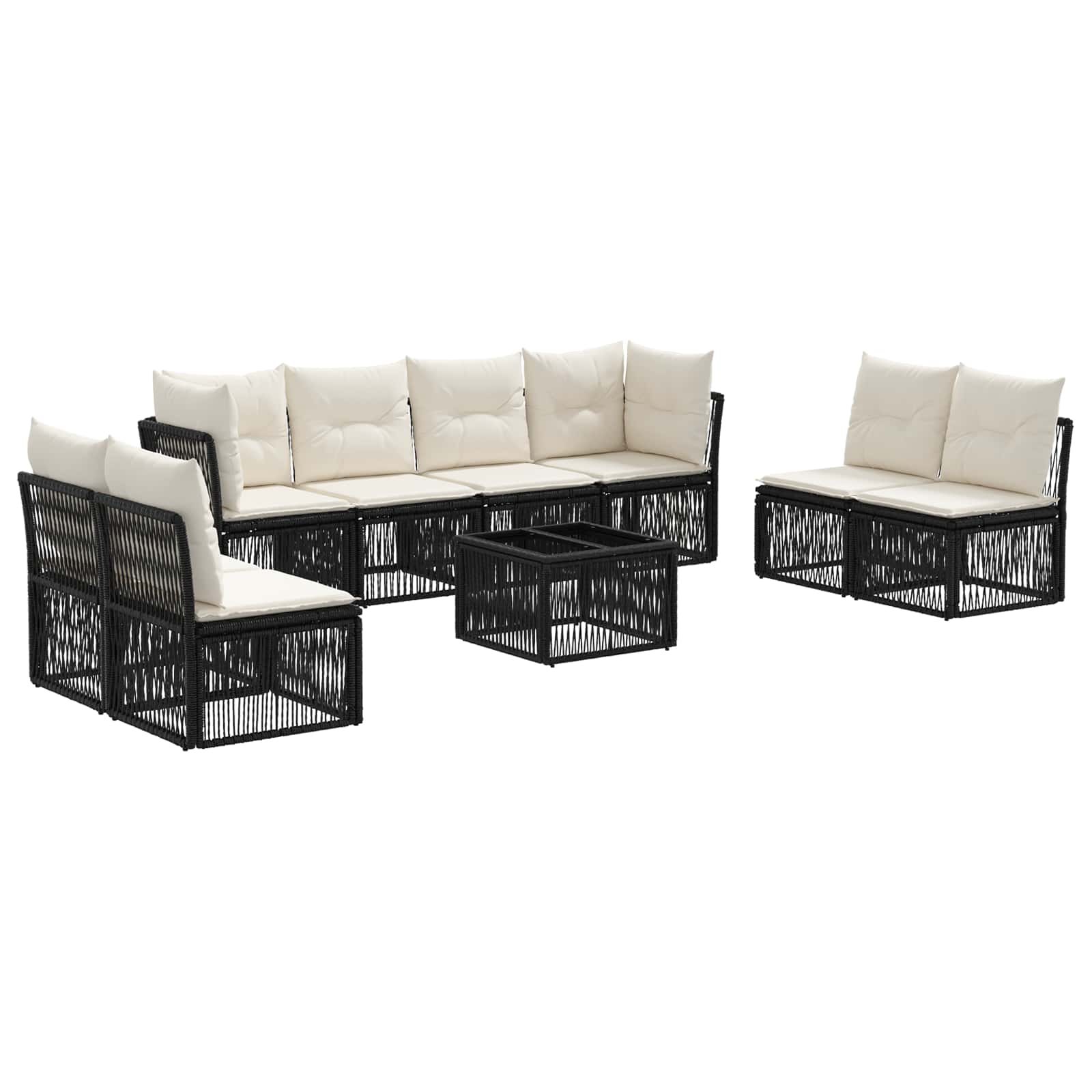 Gartensofa-set 9 stk. Schwarz Poly-Rattan